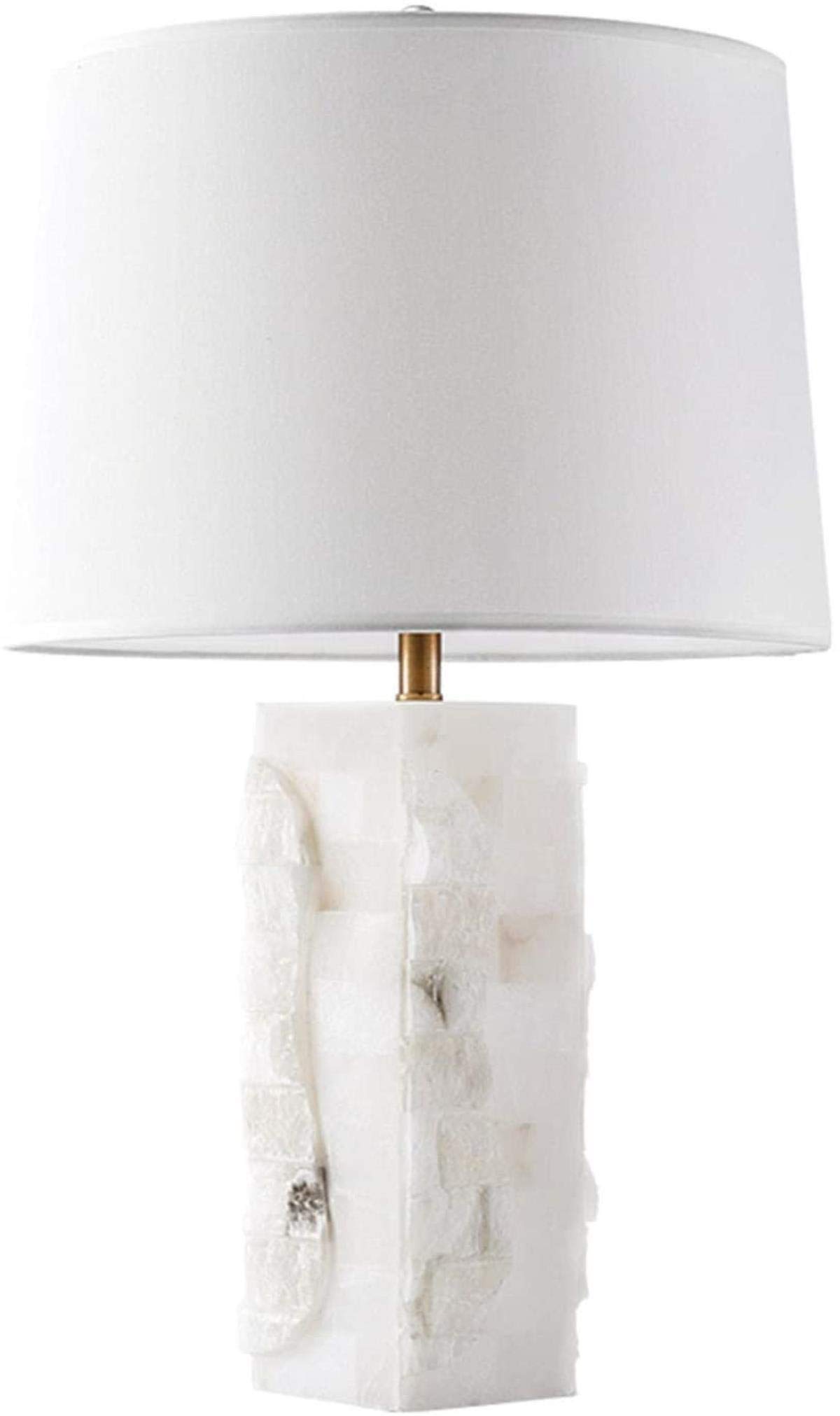 Bedside Table Lamps 35 59cm Square Marble Table Lamp, White Simple and  Elegant Bedroom Table Lamp, New Chinese Study Lesite Lamp (Size 35 59cm)