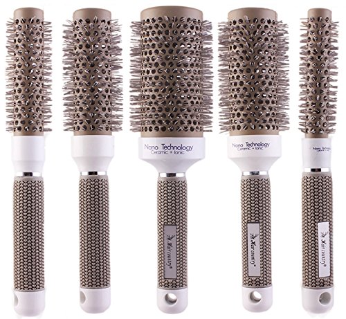 Round Thermal Brush Set, Professional Nano Ceramic & Ionic Barrel Hair Styling Blow Drying Curling Brush, 5 Different Sizes