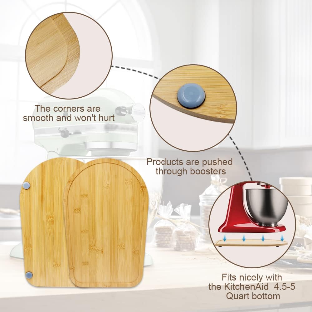 Podkładka ślizgowa z bambusa dla Kitchen Aid Artisan 4,5-5 Qt (4,3L - 4,8L), Przesuwna podkładka dla Kitchenaid robota kuchennego, Podkładka ślizgowa dla akcesoriów Kitchen Aid 5K45SS 5KSM175PS