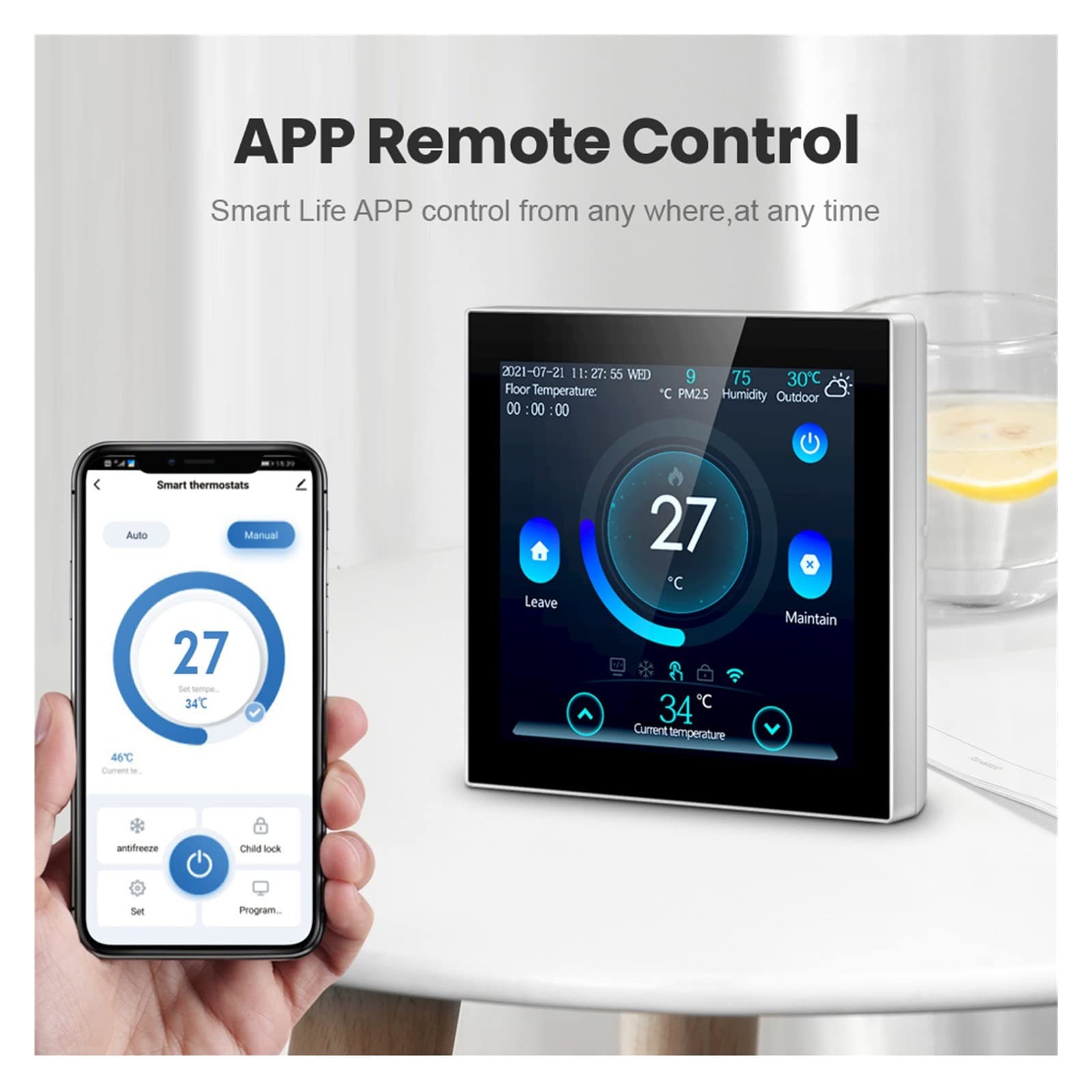 Czujnik termometru, Smart Floor Thermostat, Tuya Wi -Fi Electric/Water Ogrzewanie Kontroler temperatury, inteligentny dom bezprzewodowy(WiFi ElectricHeating)