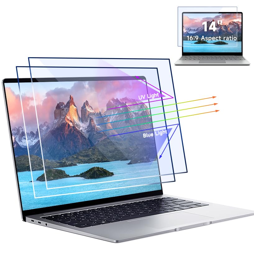 Image of IPROKKO 2 Pack 14-Inch 16:9 Blue Light Filter Laptop Screen Protector