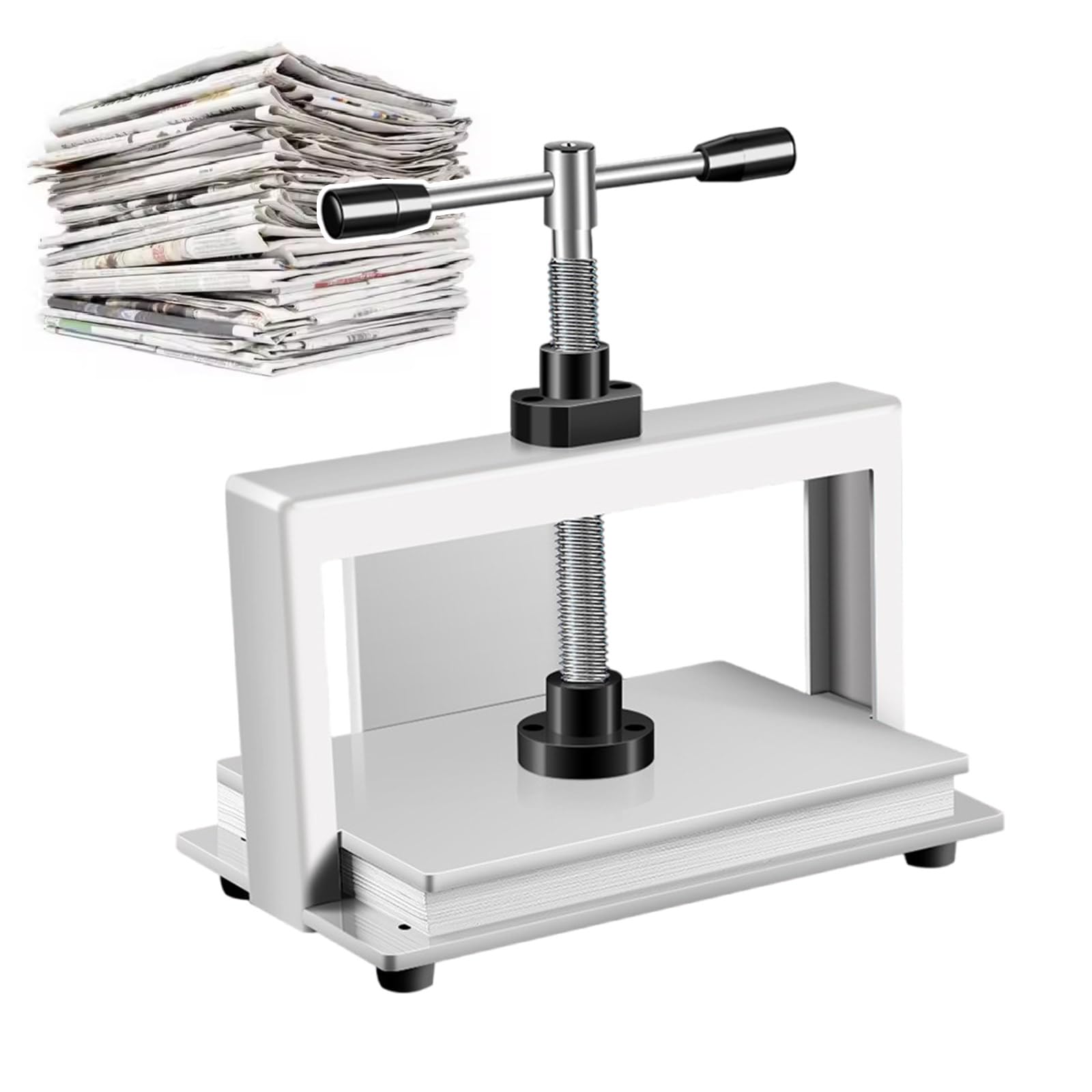Ręczna maszyna do prasowania papieru, maszyna do spłaszczania notatek introligatorskich, faktur stalowych, do papierów w formacie A4/A3, nacisk 1500 kg/grubość papieru 150 mm, do spłaszczania tkani