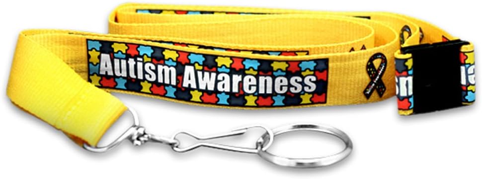 Fundraising For A Cause 25 Pack Autism Awareness Break away Lanyards - Multicolored Autism Puzzle Piece Breakaway Badge Holders