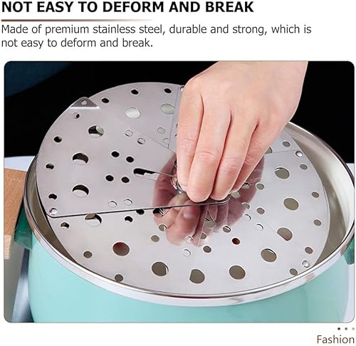 Miniatura 3 de Cabilock Tapa de acero inoxidable para hervir sobre la tapa multifuncional para olla cocina cubierta antiderrames plegable fácil de limpiar