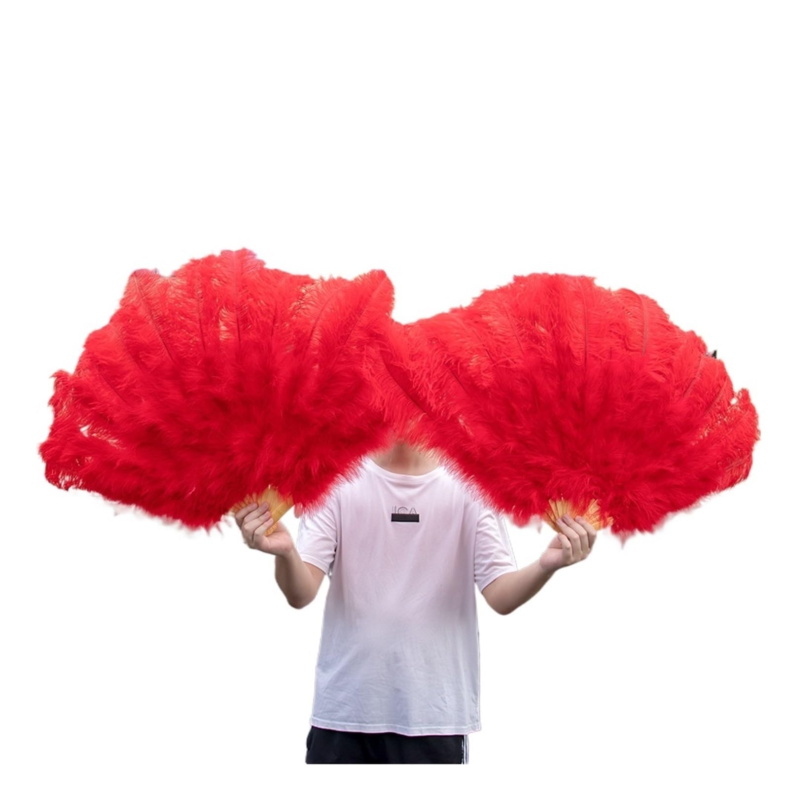 Grand éventail en plumes d'autruche pour fête et costume de bal