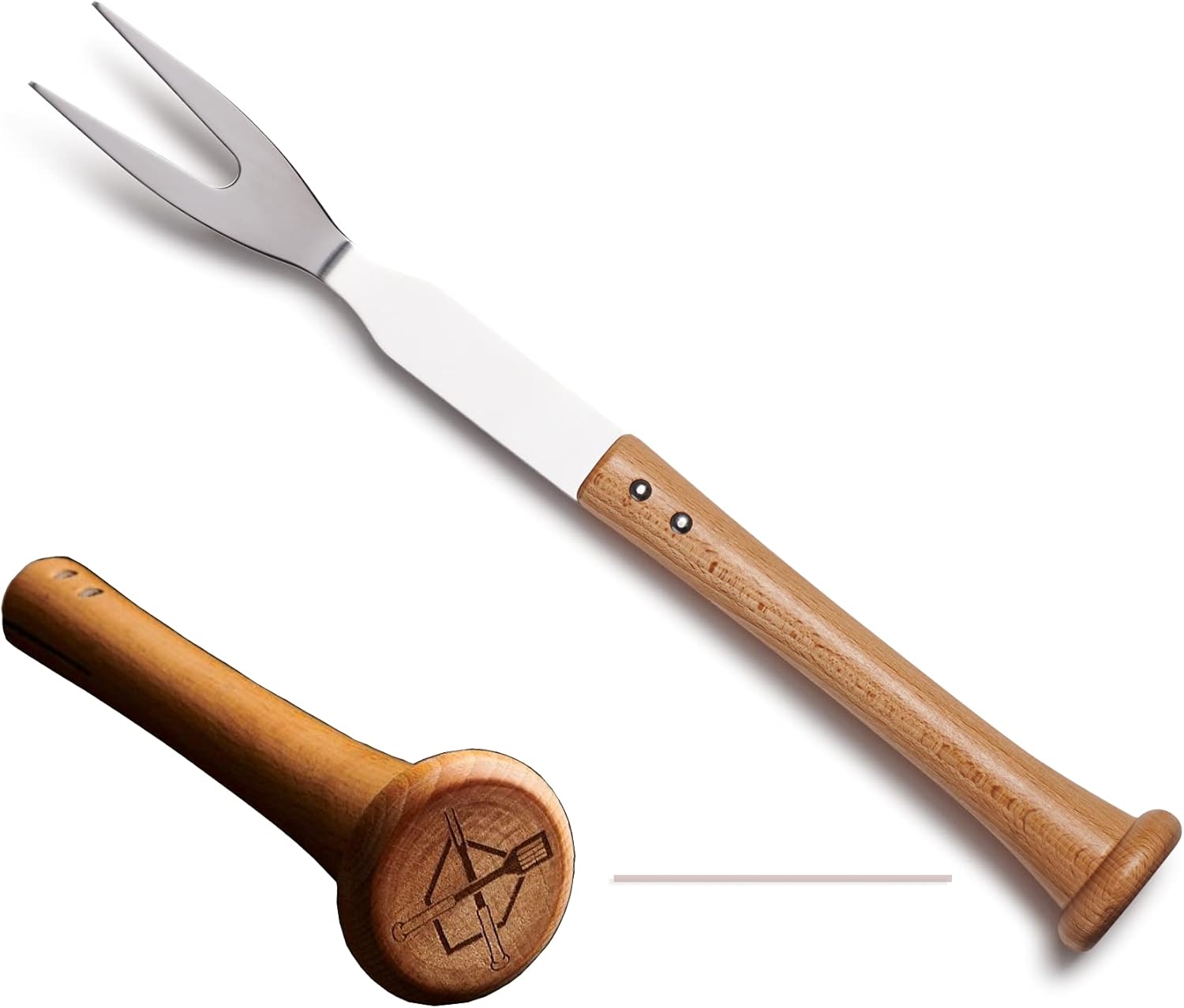 Baseball BBQ | 'Forkball' Grilling Fork | BBQ Grilling Accessories & Utensils for Baseball Fans| Unique Wooden Bat Handle & Quality Stainless Steel | Made for Grill Masters & Dads | Add to Set