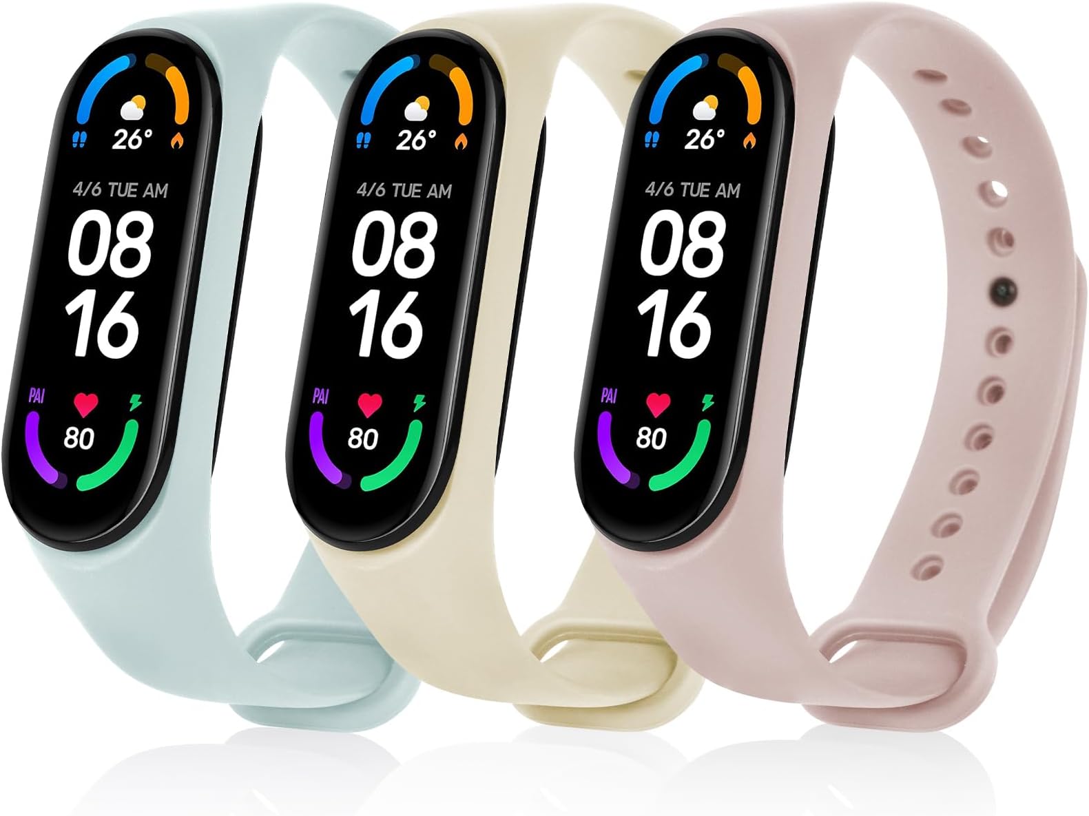 Ainiv Strap Replacement Compatible with Xiaomi Mi Band 7/Mi Band 6/Mi Band 5/Mi Band 4/Mi Band 3, 1/2/3/20pcs Silicone/Knitted/Stainless Steel Replacement Watchband Adjustable Sports Strap