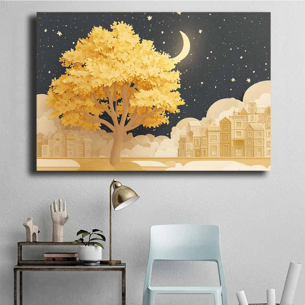 PUQAAEO Leinwand Bild Baum des Lebens Bäume und Bücher Minimalismus Abstrakt Wanddeko Aesthetic,Groß Wanddeko Bild Wohnzimmer Schlafzimmer Kunstdrucke(Grün)-60x90cm Gerahmt