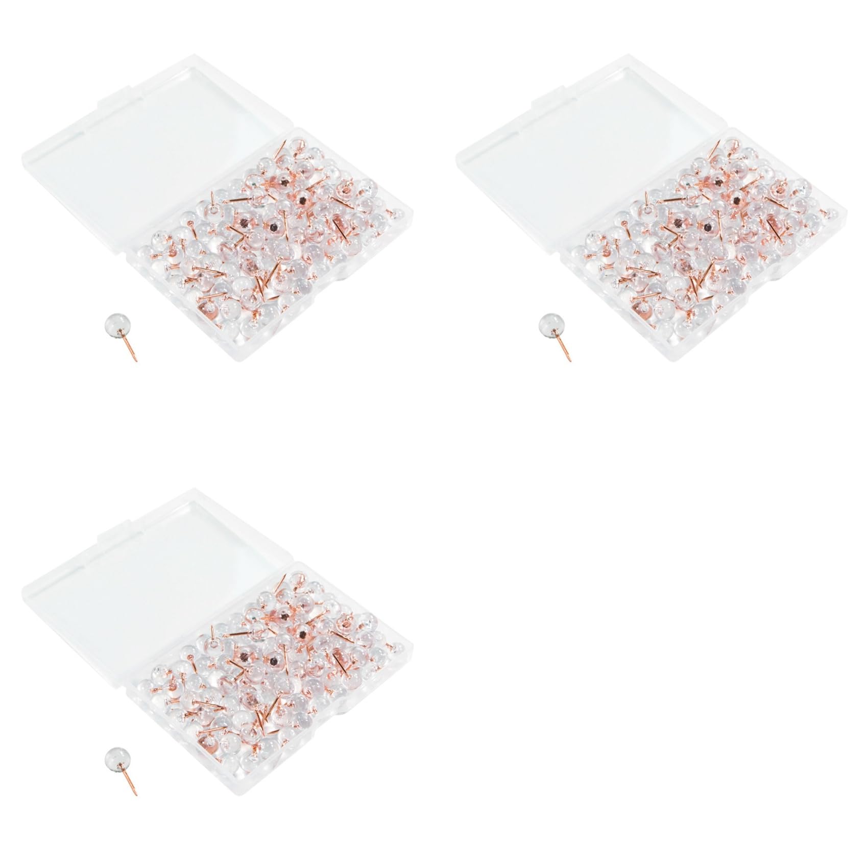 Jnchdghwa 300Pcs Rose Gold Push Pins ThumbTacks Transparent Plastic Round Head Map Tacks