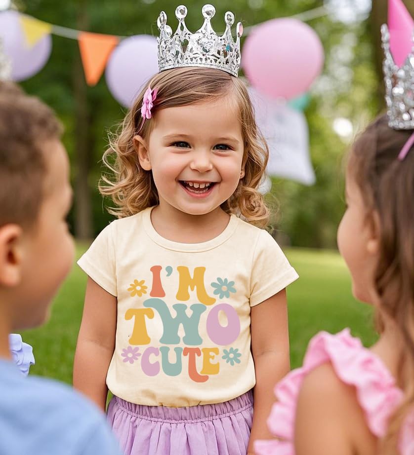 Image of Toddler Boys Girls 2nd Birthday Shirt Outfit for Kids Two Years Old Birthday Gift for Party Short Sleeve Tshirt