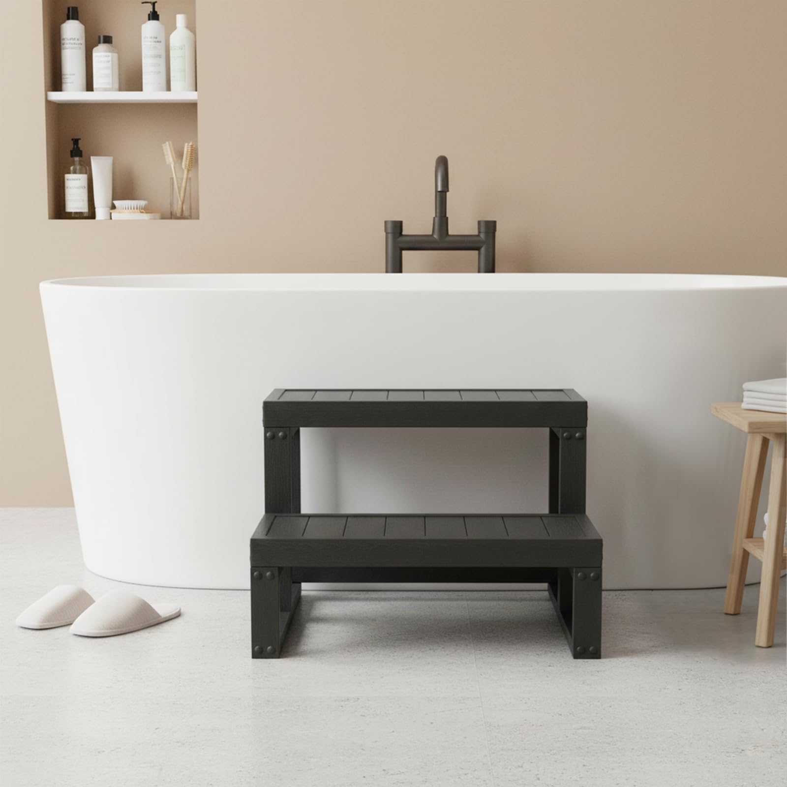 Whirlpool - Escalón para exteriores para bañera o bañera, fácil acceso a la bañera y al aire libre, para personas mayores y familias, 60 x 54 x 42,3 cm