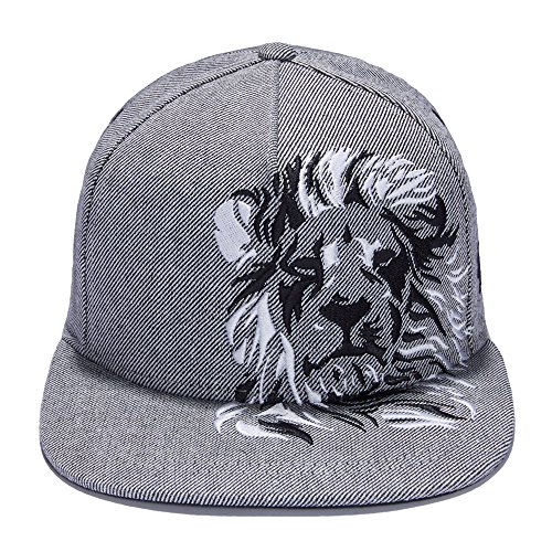 Riorex Hip Hop Caps Fashion Animal Embroidery Baseball Cap For Men Adjustable Leather Belt Strapback Baseball Cap (Gray(60Cm,L)) #TOP2