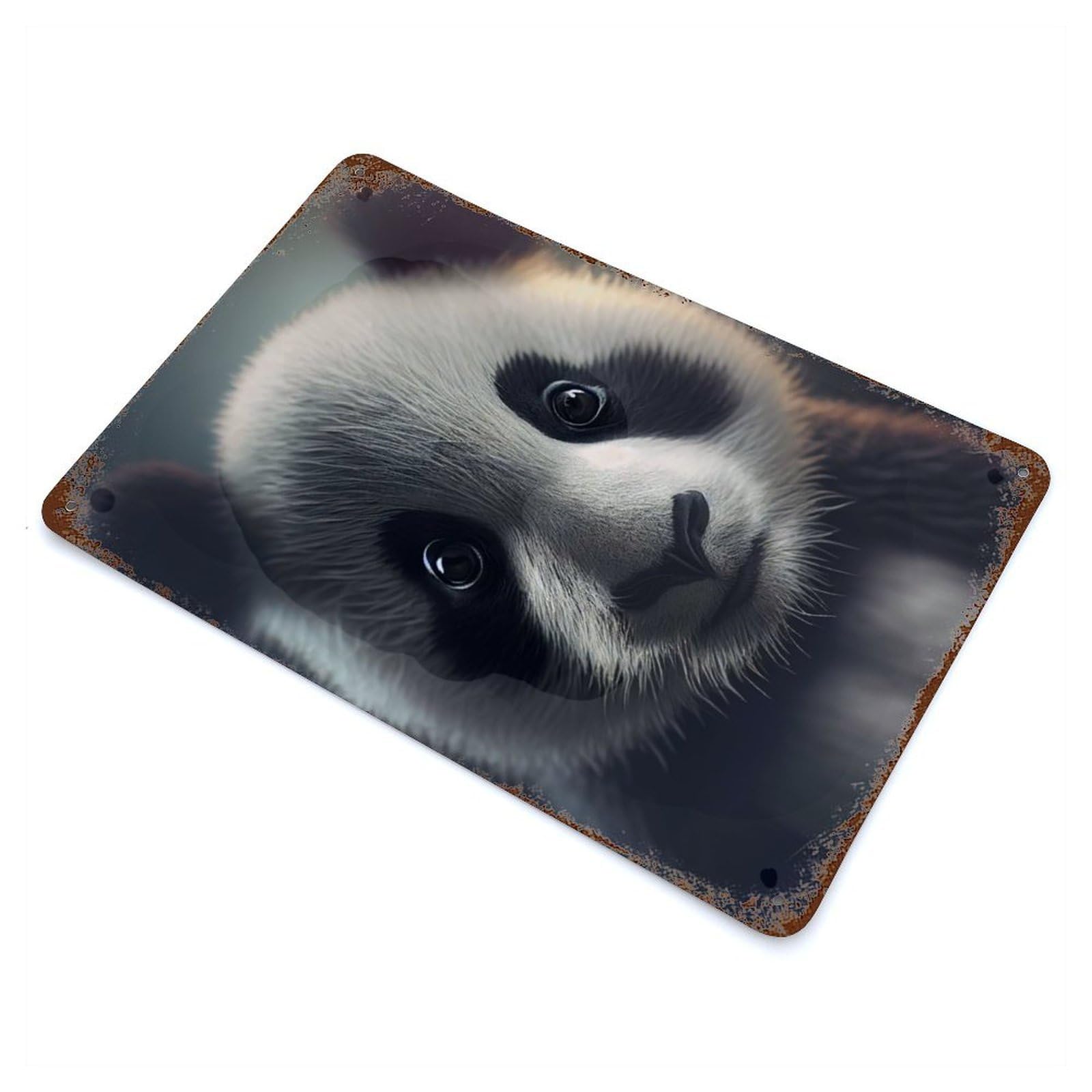 Looking In Your Soul Panda Rusty Metal Tin Sign 11.8"x7.9", for Pub, Kitchen And Man Cave Decor, Farmhouse Wall Decor
