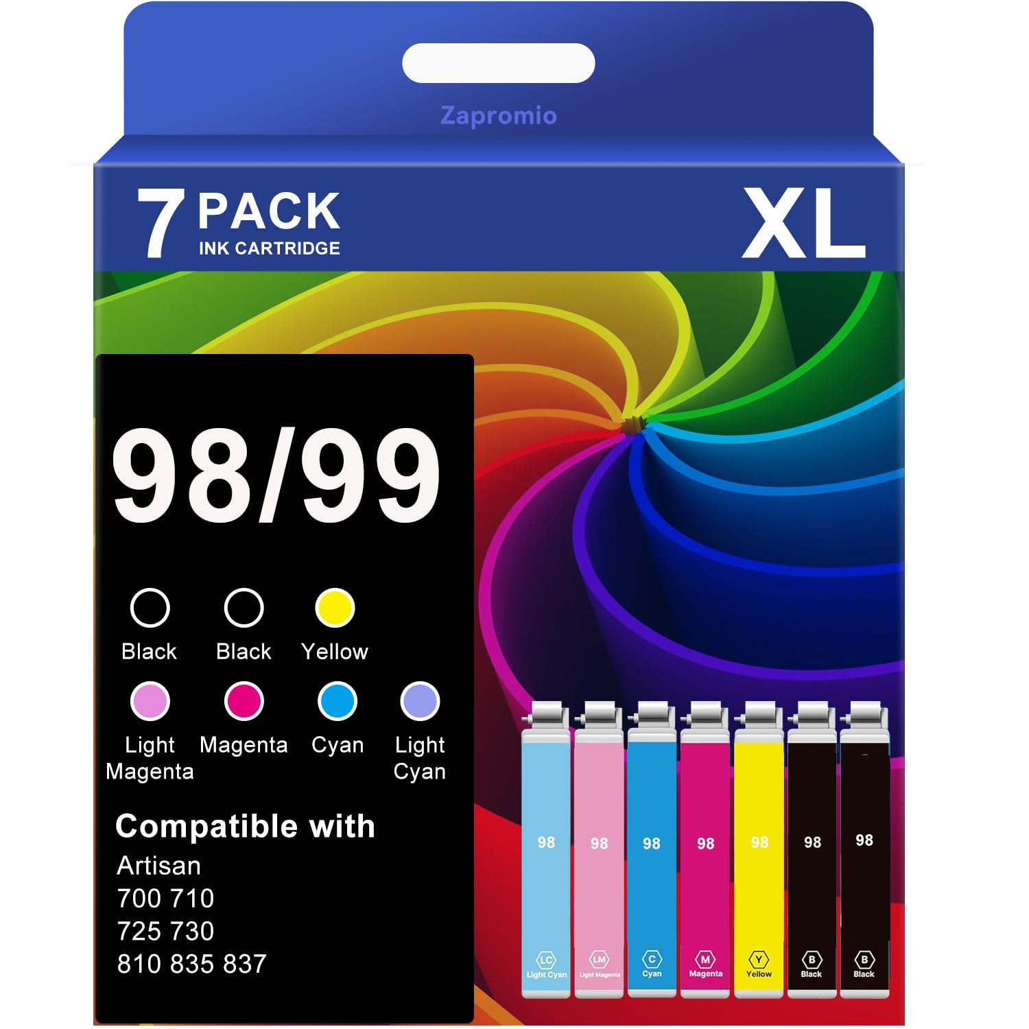 Photo 1 of Zapromio 7-Pack 98 99 Ink Cartridges for Epson Artisan