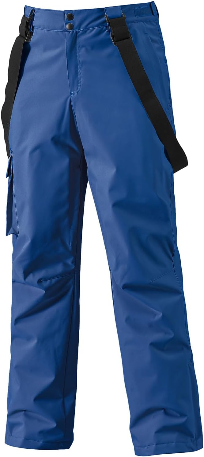 YEEFINE Men's Snow Ski Pants Insulated Waterproof Winter Sports Cargo Snowboard Pants Bibs with Suspenders