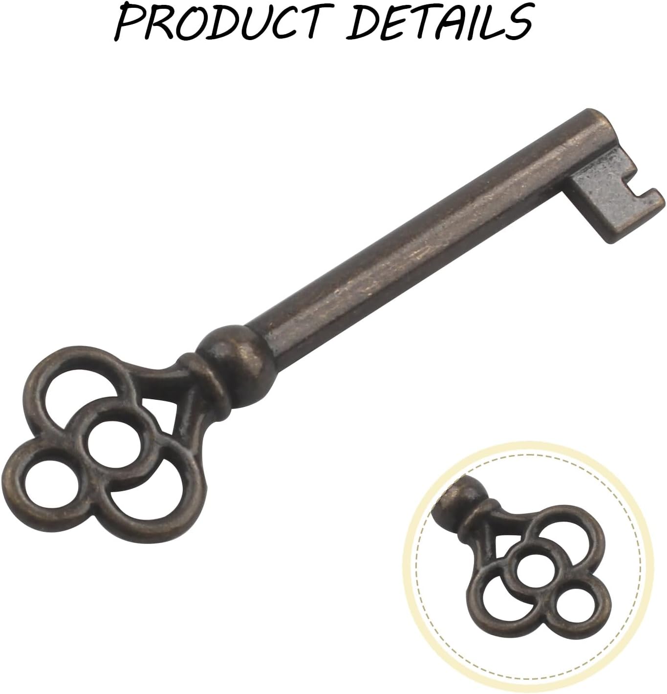 Hollow Barrel Antique Skeleton Keys KY-3 & KY-2AB Bronze for Antique Furniture,Universal Key,Skeleton Key for Old Doors and Many Other Scenarios