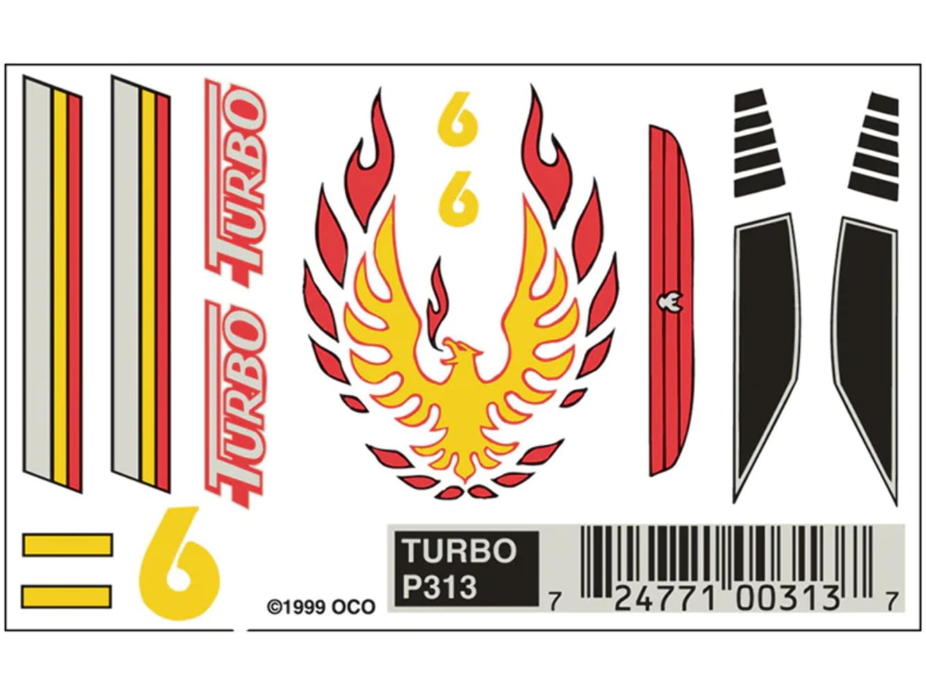 Darice WSP313 Pine car Dry Transfer Decals, Turbo, Multicolor