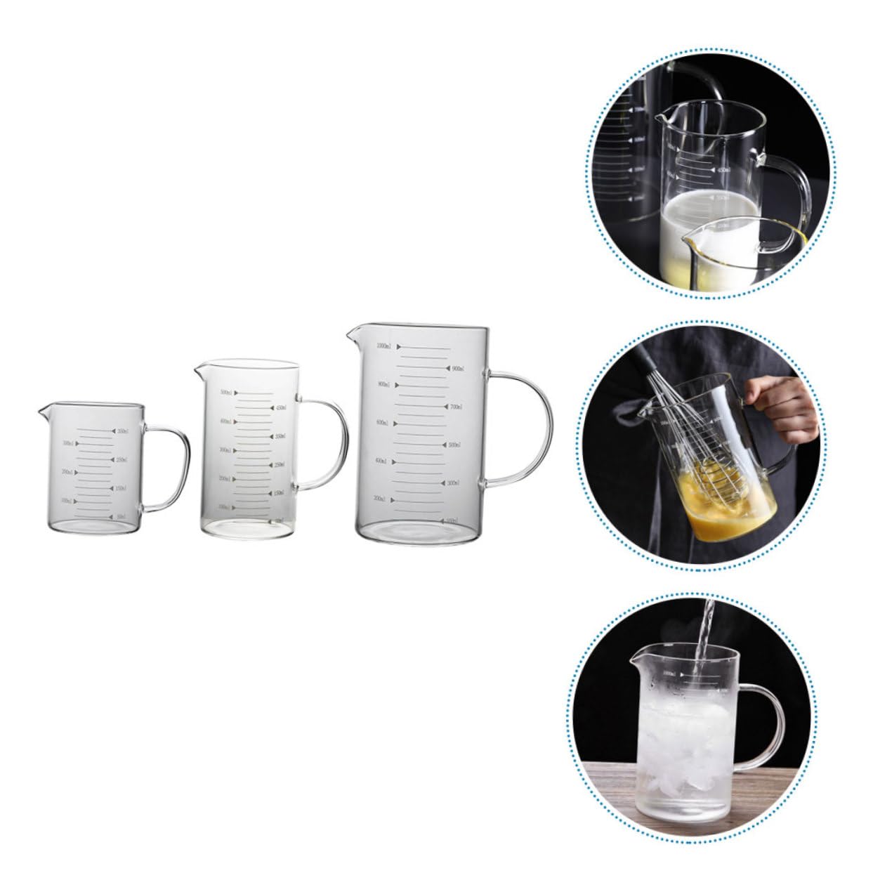 Mikinona Lot de 3 tasses à mesurer en verre pour le lait pour les restaurants les bars pour un débit fluide