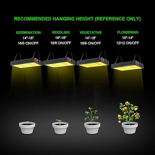 Miniatura 6 de AGLEX E1200 Luz LED de crecimiento, luz de crecimiento de espectro completo con diodo UV IR, luces de cultivo para plantas de interior con cadena de