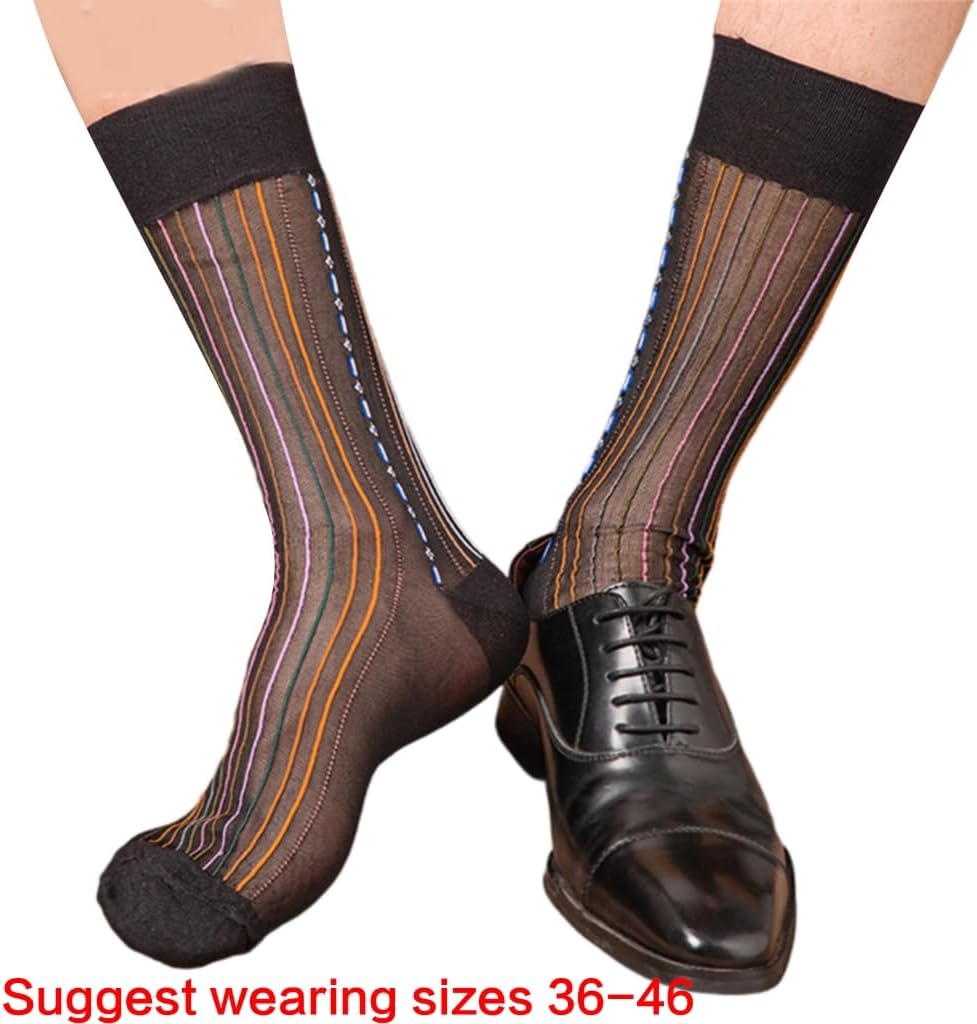 Men's Dress Socks Thin Breathable Colorful Middle Calf Design for Professional Outfit and Fashion