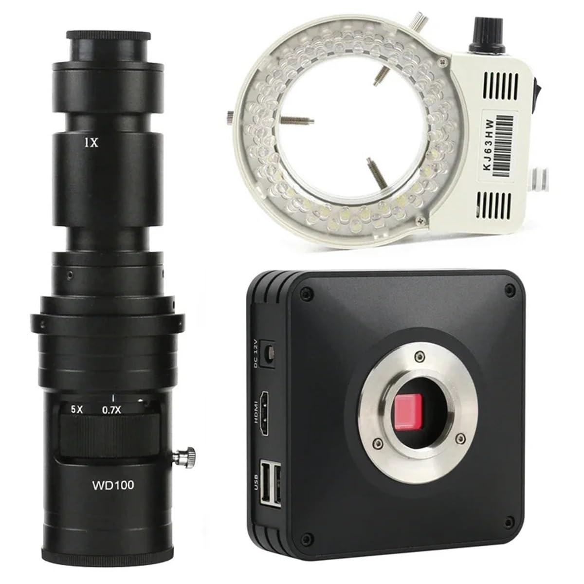 Microscope Full HD 1080P Sensor IMX185 HDMI Industrial Lab Electronic Digital Microscope UI C-Mount Camera USB Disk Storage(500x Lens with Light)