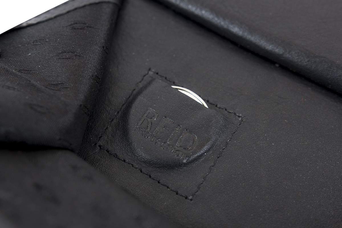 LEAS Biker Portafoglio da Uomo con catena Donna con RFID protezione e anti RFID/NFC Tecnologia Blocco, Vera Pelle, nero