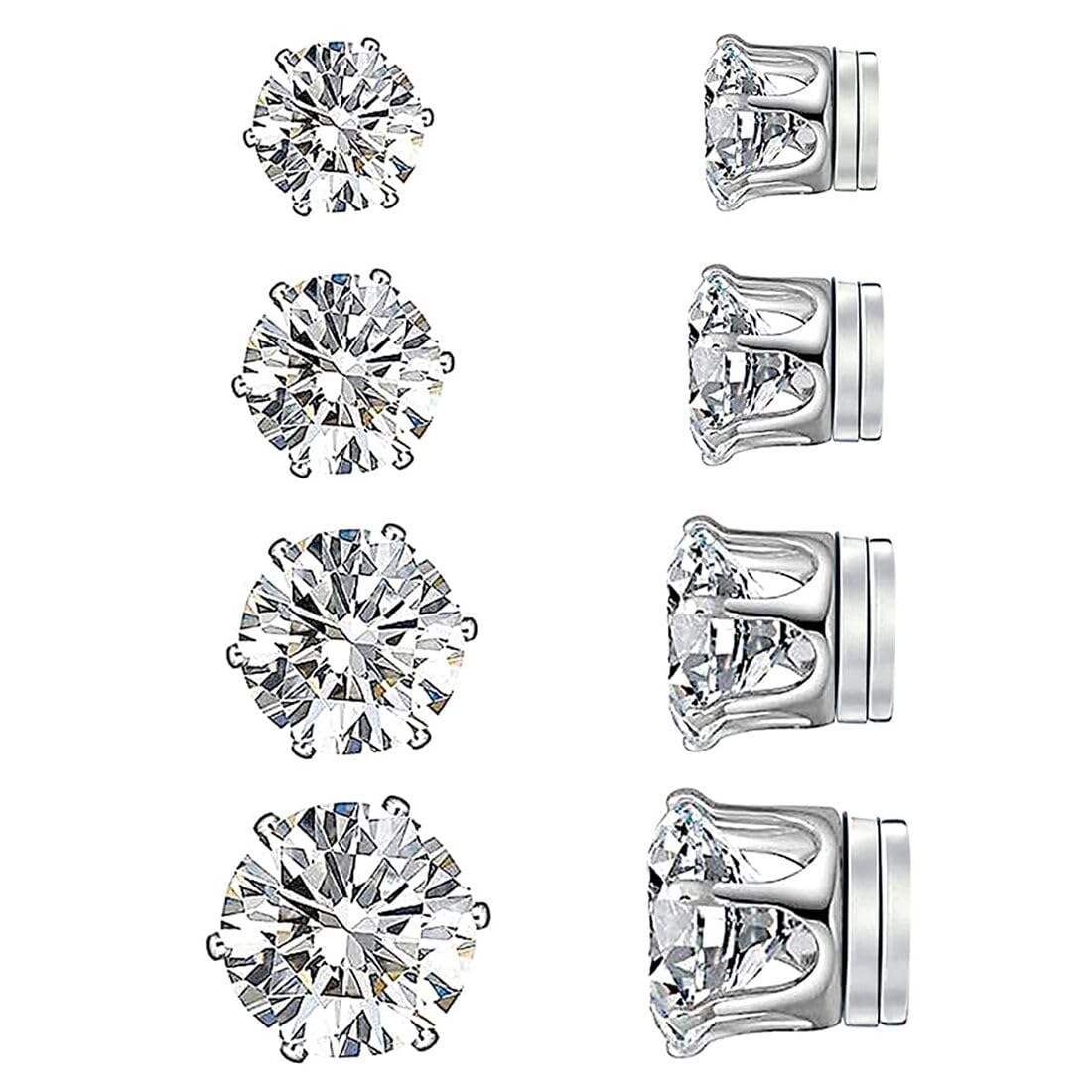 JEYORZY 4 Paia Orecchini Magnetici, Orecchini Magnetici Donna, Clip auricolari Finti Uomo, Orecchino magnetico in Acciaio Inossidabile per Uomo Donna Unisex Non-Piercing Calamita Finti Orecchino Set