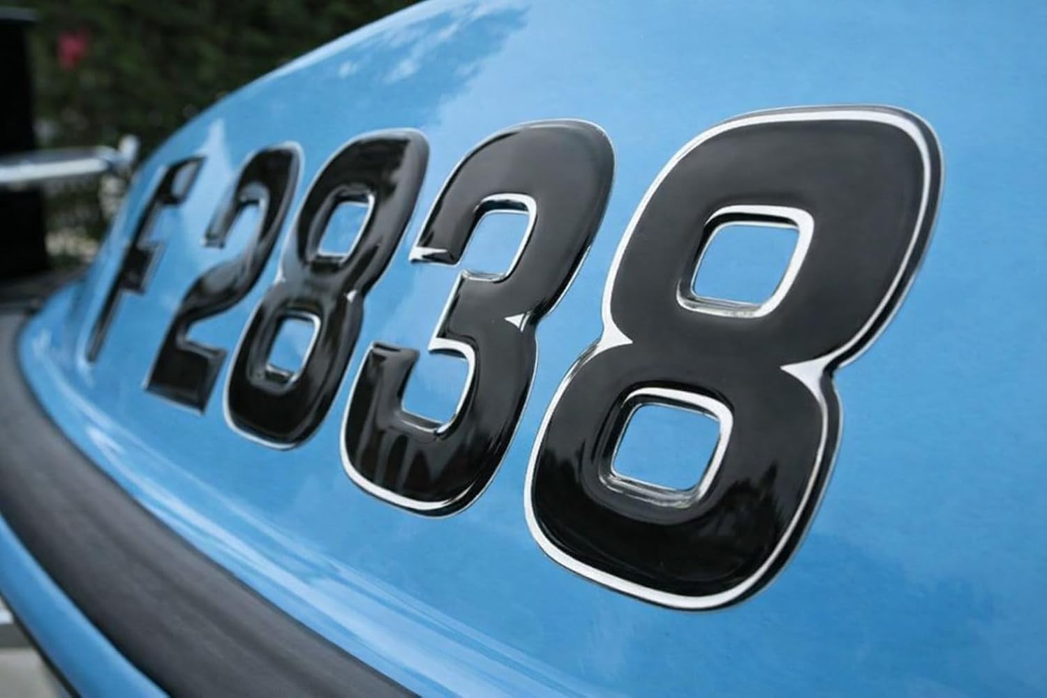 Boat & Jetski Registration Numbers - Domed/Raised Decal (16 pcs) Black Center/Chrome Outline (Wake Series)