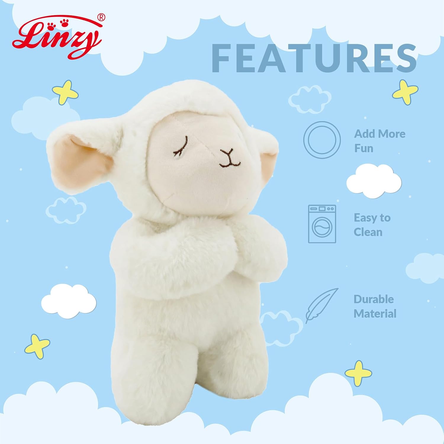 Linzy Plush 10" "Now I Lay ME Down to Sleep… Prayer Lamb Plush Toys, Stuffed Animal, Baptism Gift for Baby Boy Or Baby Girl image 2