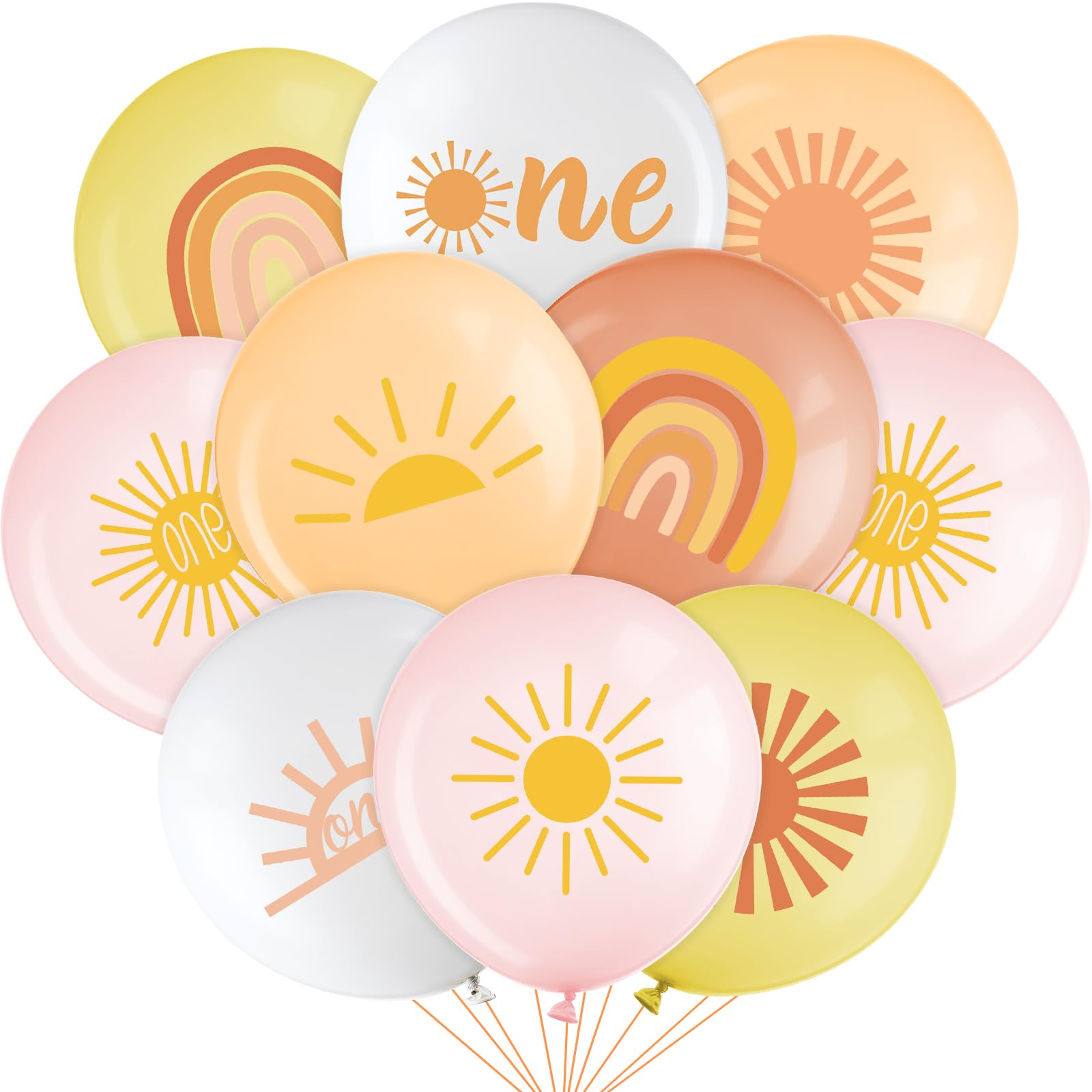 Faccito63 Pcs Sun First Birthday Party Balloons Boho Rainbow Sunrise Latex Balloons First Trip Around the Sun Party Decorations Half Sunshine Favor for Birthday Baby Shower Decoration Supplies