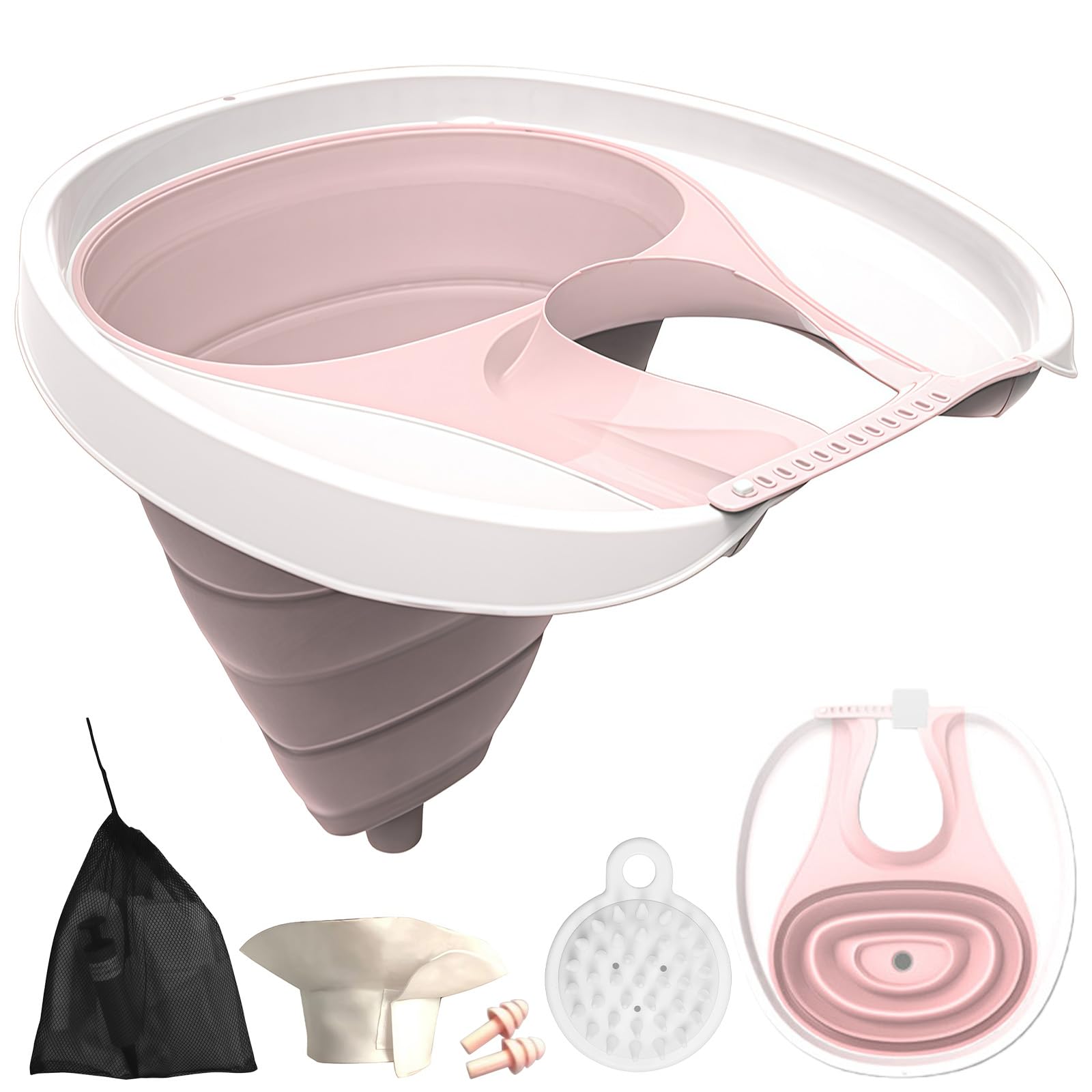 Lavabo de pelo para postrado en cama, lavamanos de pelo plegable, lavacabezas portátil para postrados en cama, lavado de pelo en la cama para mujeres embarazadas y personas con cepillo de