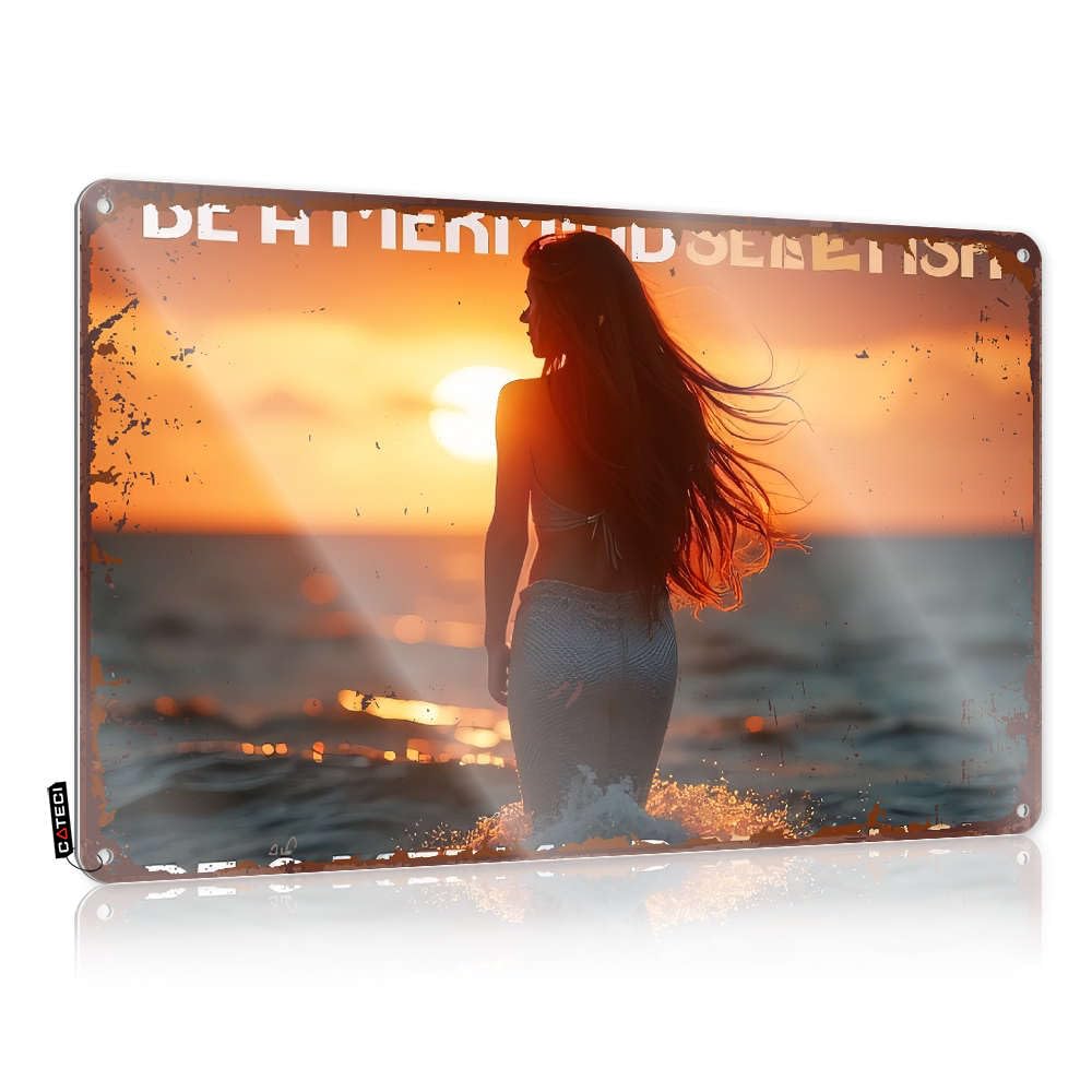 Sujd Colour Be Like A Mermaid, Enchanting And Free. Decore Bars Hanging | Rustic Tin Metal Sign Birthday Vintage Metal Wall Decor(30X40cm)