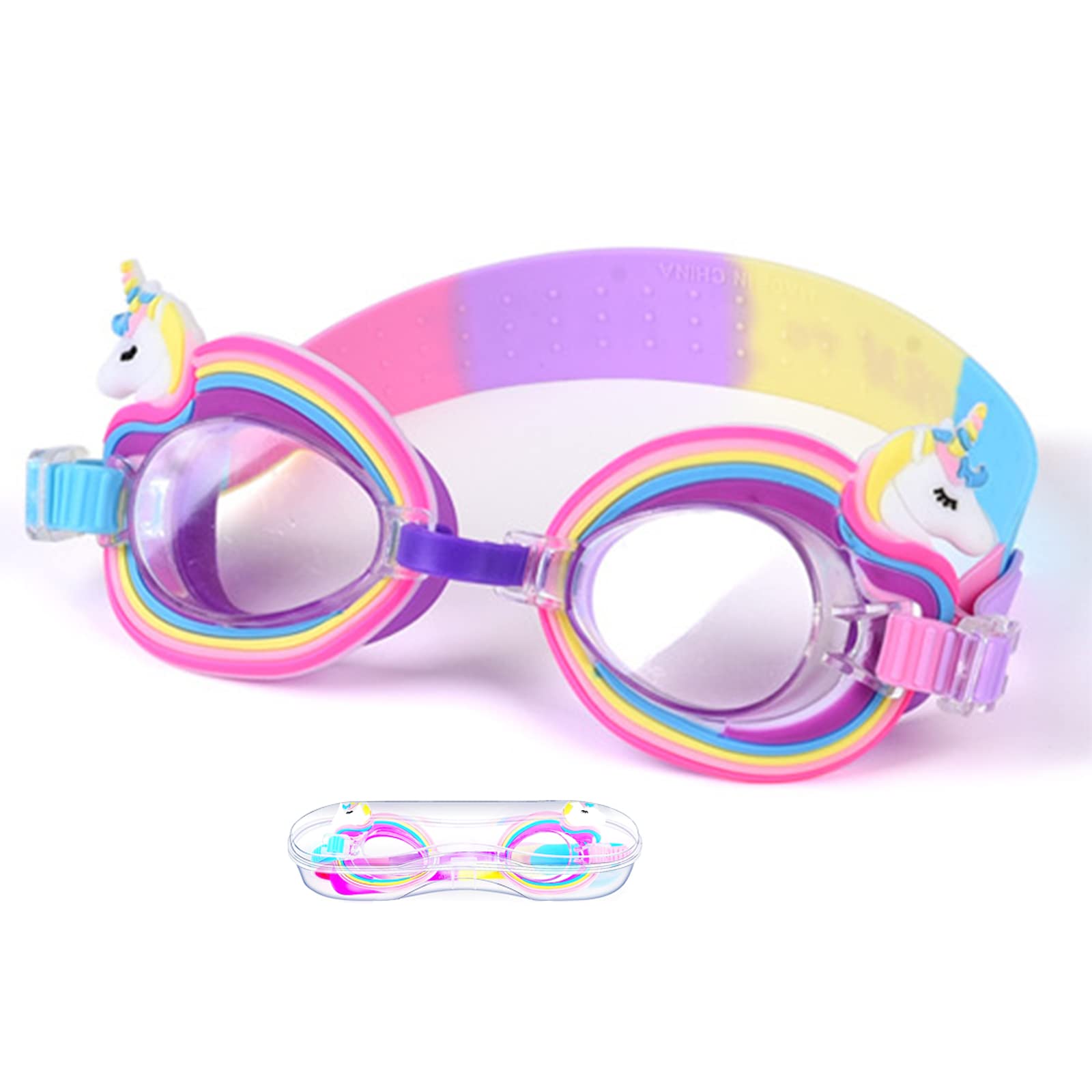 Gafas de Natación Niños Protección UV Antiniebla Gafas para Nadar Antivaho Gafas Antivaho Transparentes Gafas de Natación Antigoteo Ajustable Unicornio Gafas de Natación Infantil para Niñas Niños