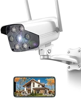 كاميرا خارجية مقاومة للماء - كاميرات مولور 1080P دوارة 255 درجة واي فاي سلكية للامان المنزلي مع صوت ثنائي الاتجاه ورؤية ليلية وواي فاي 2.4G وIP66 وانذار كشف الحركة (ابيض)