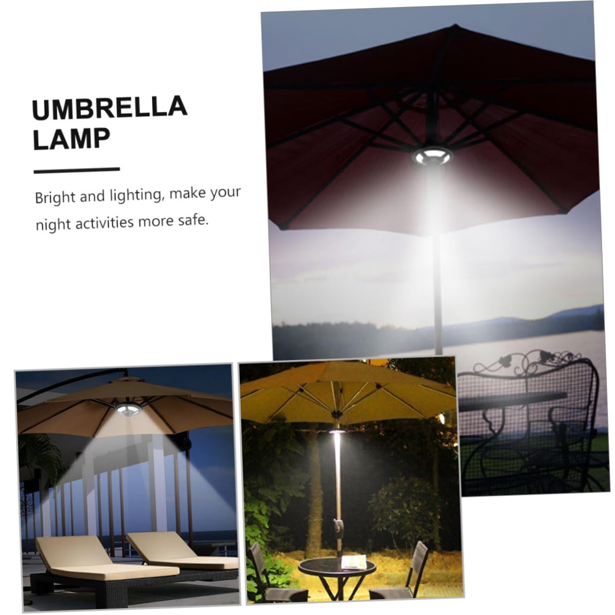 LED Brillante Lampada Ombrello Campeggio Multifunzionale per Abs Luce Sicura, Materiale Nero Casa Attività Notturne All'aperto