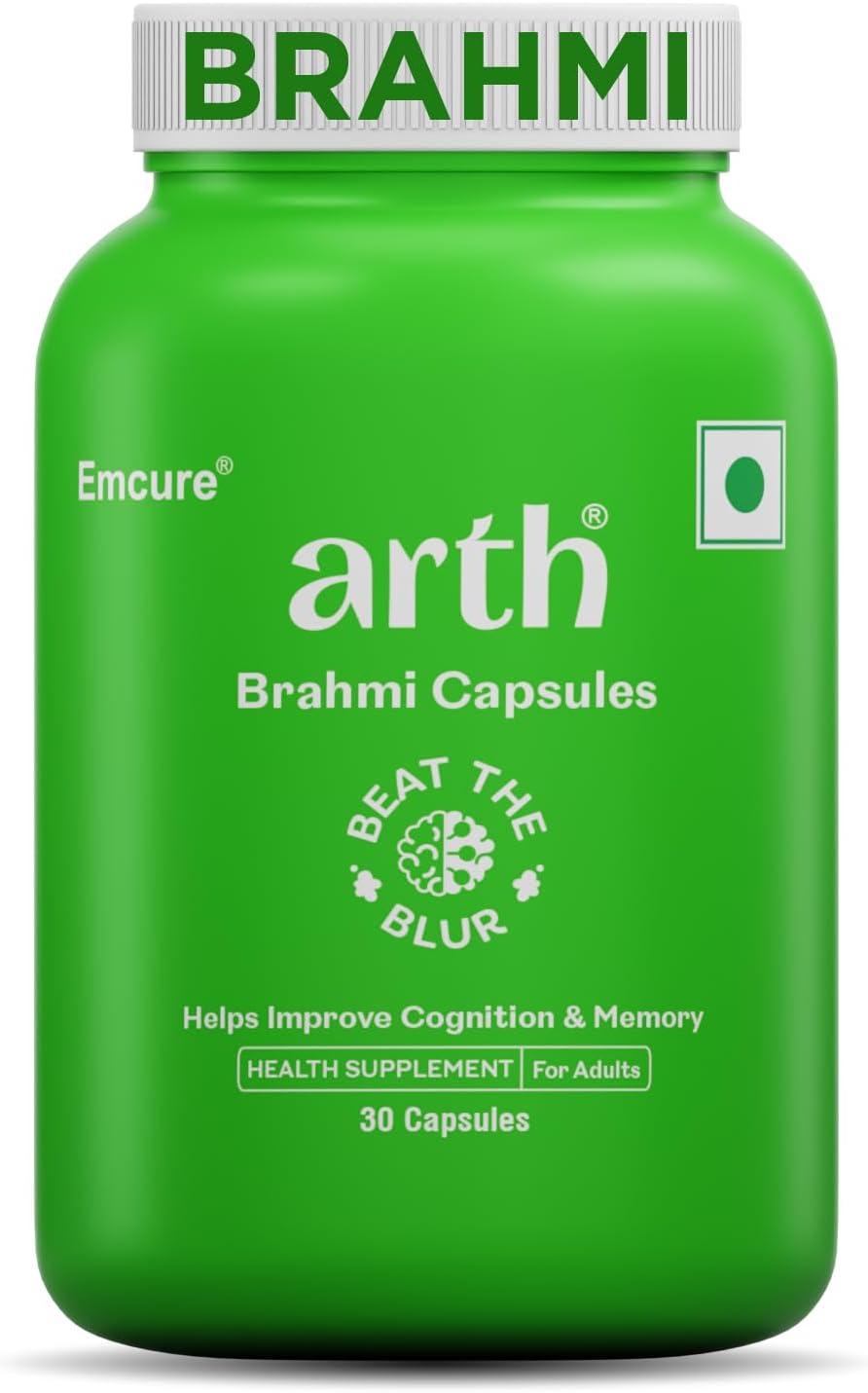 Brahmi Capsules for Memory, Focus, Concentration & Brain Fog Support - 30 Capsules for Men & Women | Bacopa Monnieri Supplement | Enhanced Absorption for Mental Clarity, Alertness & Positive Mood