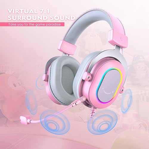 Miniatura 2 de FIFINE Auriculares para juegos de PC, auriculares con cable USB con micrófono, sonido envolvente 7.1, control en línea, auriculares RGB sobre la