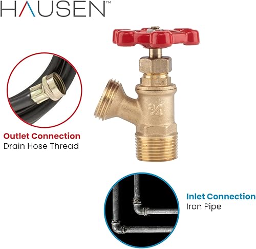 Miniatura 17 de Hausen Válvula de drenaje de caldera de 3/4 pulgadas MHT x 1/2 pulgada FIP, latón, certificado cUPC, ideal para calderas y calentadores de agua