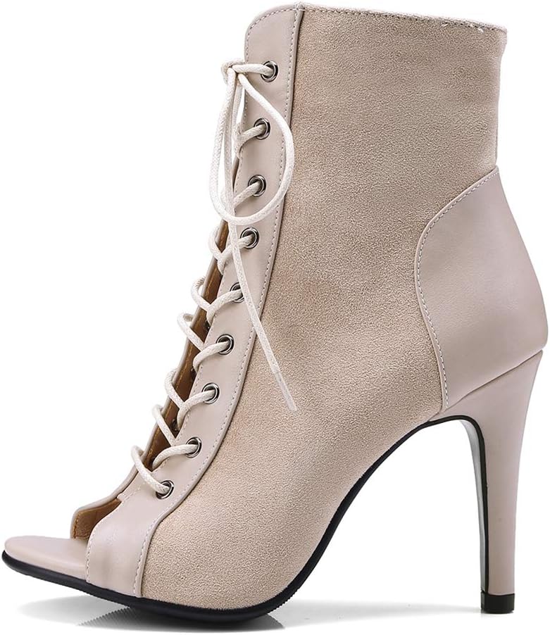 MIOKE Women's Peep Toe Dance Stilettos High Heels Sandals Fashion Sexy Lace Up Ladies Dress Pumps Ankle Booties - Image 4