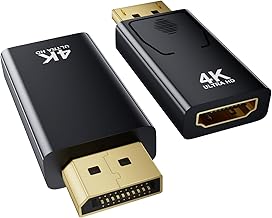 Displayport to HDMI Adapter 4K to HDMI 4K@30Hz/2K@60Hz/1080P@120Hz, Displayport to HDMI Adapter Compatible with Dell, HDTV, Projector, Monitor, AMD, GPU, NVIDIA (2 Pack)