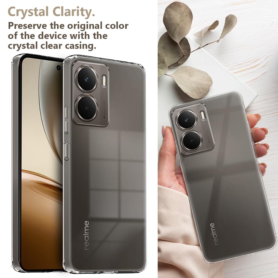 Image of Fashionury Crystal Clear Case for Realme P3 5G | Yellowing Resistance | Transparent TPU Silicone | Raised Camera Lips | Slim Transparent Cover