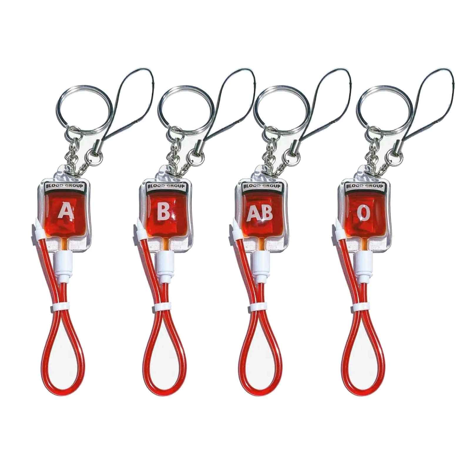 ZEPFJHE Novelty Blood Pack Keychains Holder Pendants Keychain Keyrings for Keybag Handmade Halloween Party Jewelry