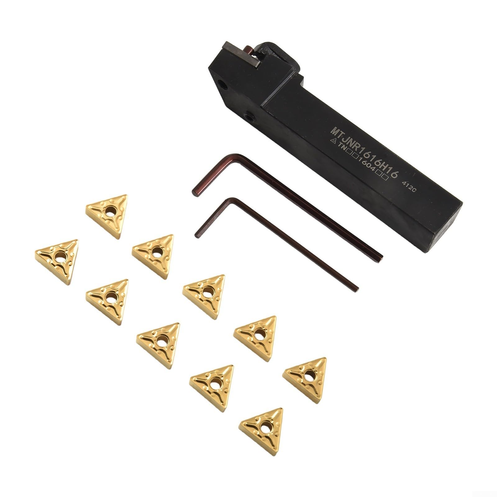 CNC-Drehset MTJNR1616H16 Werkzeughalter mit 10 TNMG160408 Hartmetalleinsätzen Präzises Drehen Einfacher Klingenwechsel Robust für Gusseisen Bearbeitung und professionelle Anwendungen