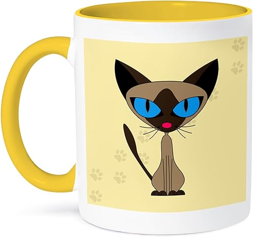 Miniatura 9 de 3dRose mug_6168_4 - Taza negra de dos tonos con diseño de huellas de gato siamés, 11 onzas, multicolor