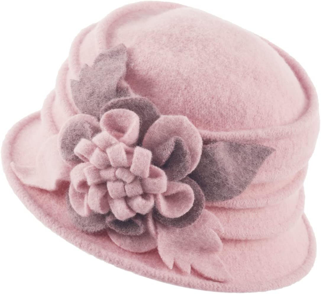 Women's Winter Warm 100% Wool Beret Beanie Cloche Bucket Hat 1920s 50s