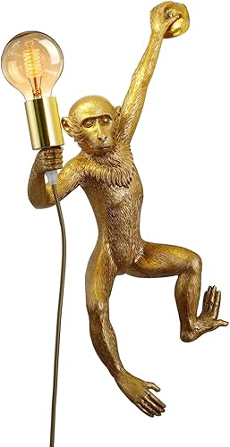 Jorunhe Apliques de pared enchufables, lámpara de pared de mono de resina, interruptor de encendido y apagado de 21.65 x 11.81 pulgadas, lámpara de