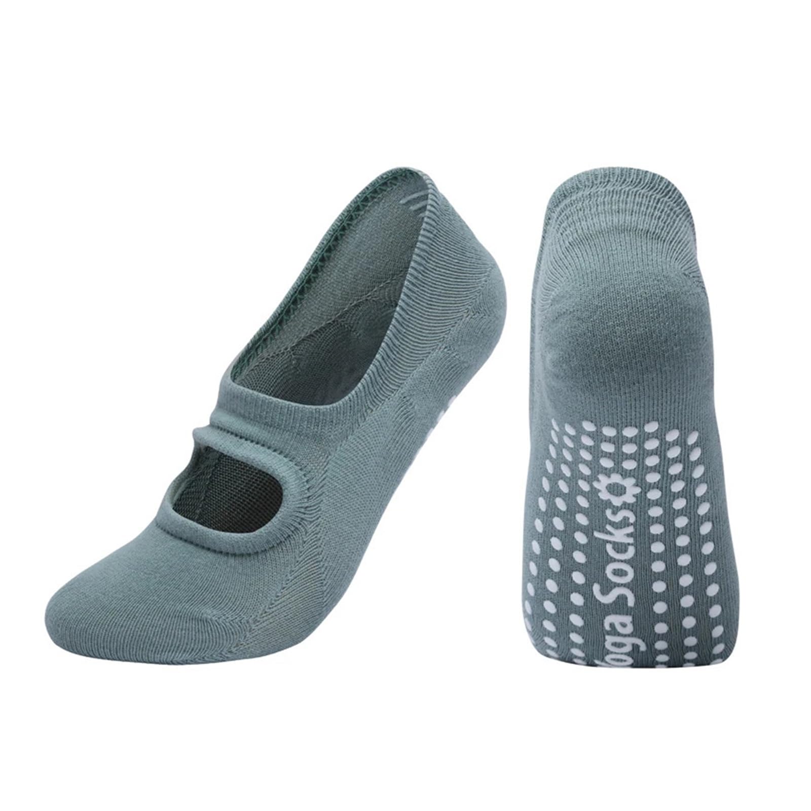 Calcetines Pilates Yoga Calcetines de Yoga transpirables for mujer, medias antideslizantes de silicona for Pilates, algodón, sin espalda, for Fitness, baile, Ballet, zapatillas deportivas(Light Green)