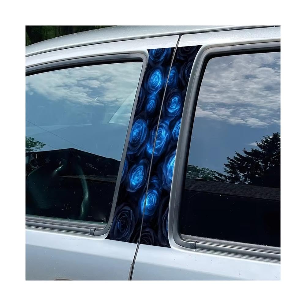 Bertdcx One Color Door Pillar Window Trim Anti Scratch Sticker Blue Rose Glossy Protective Polyethylene Film Auto Parts
