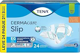 Tena Slip Dermacare, Fralda Geriátrica para Incontinência Urinária, EG - Leve 24 Pague 21 unidades