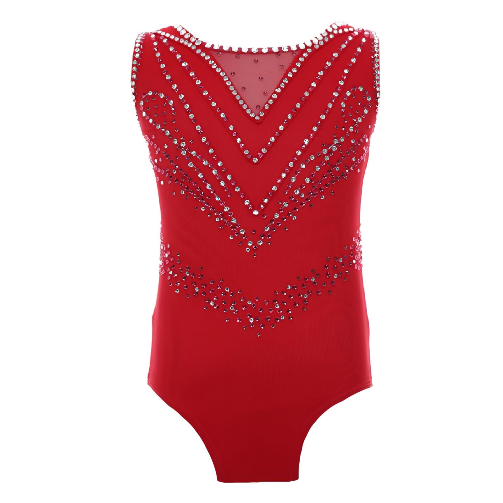 Konfigurowalny Trykot Do Gimnastyki Artystycznej Rhinestone Bez Rękawów Kostium Do Zawodów Gimnastycznych Dla Kobiet